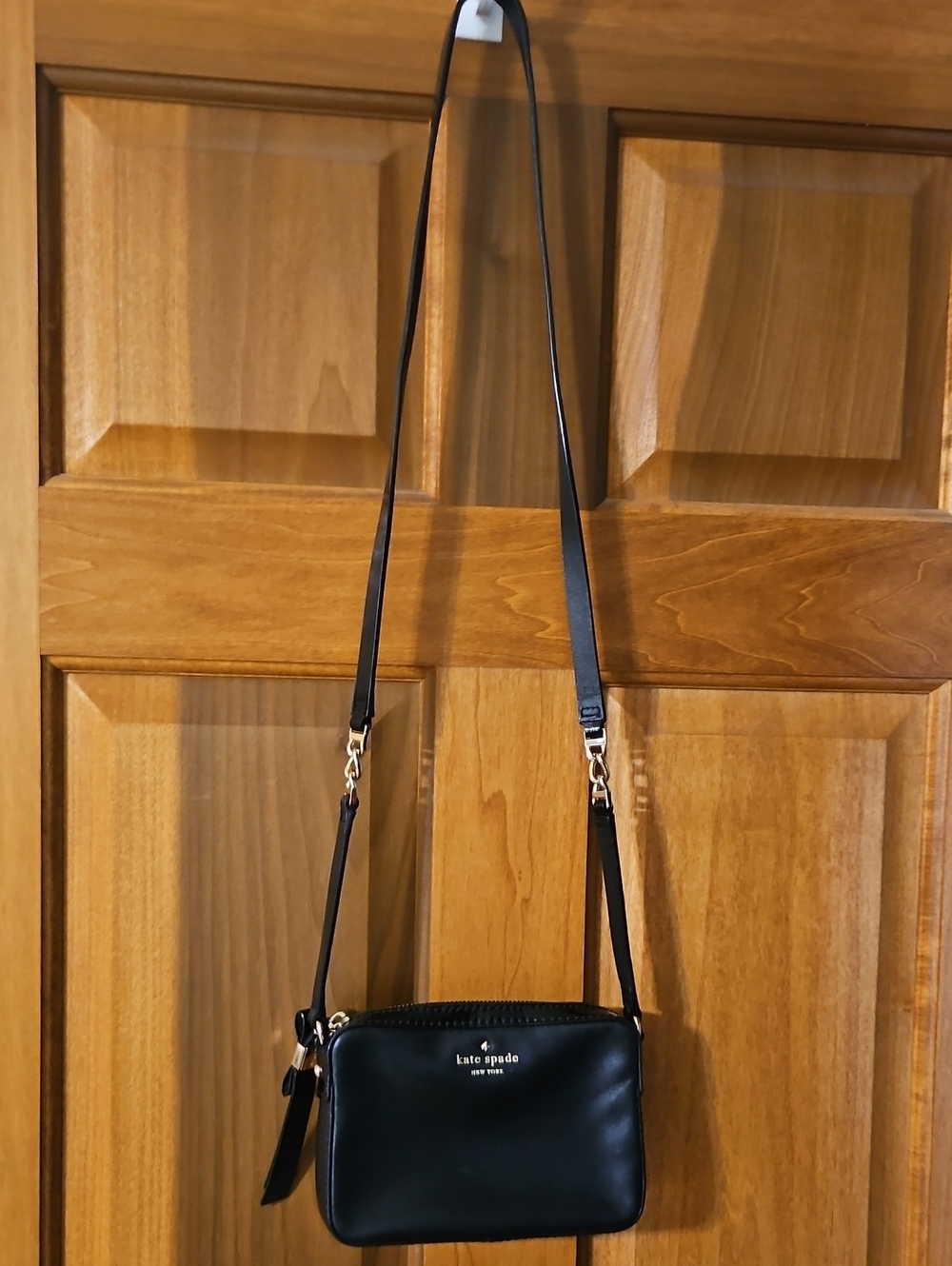 kate spade Black Leather Crossbody With Gold Hardware
